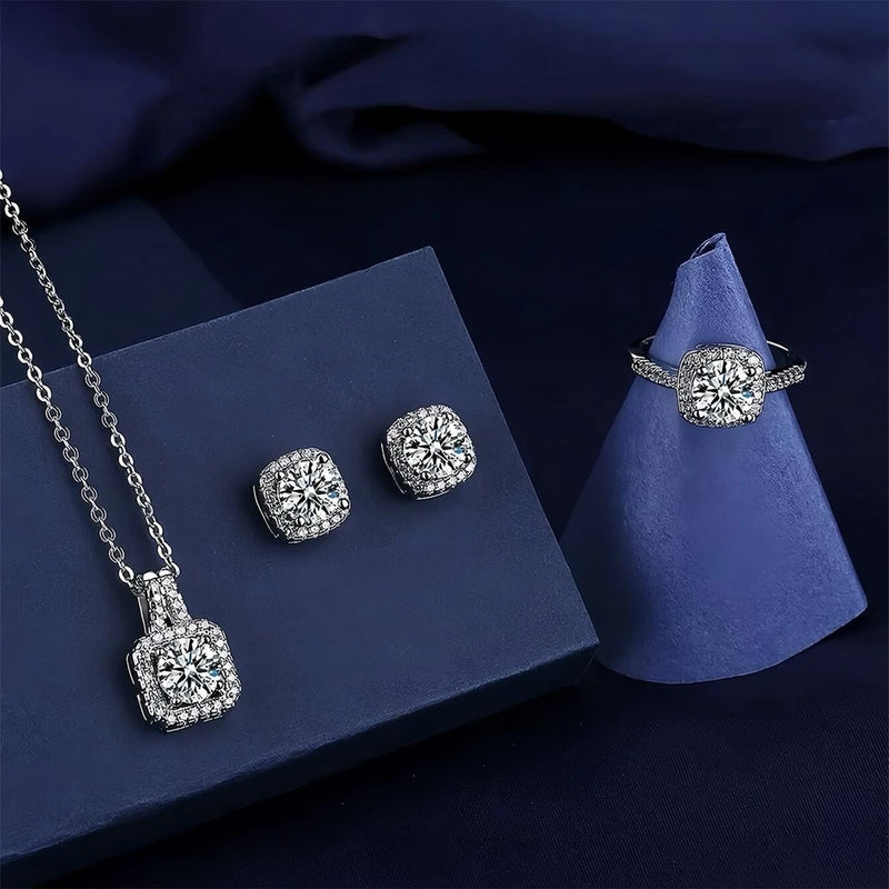 Conjunto de Joias Estilo AmerioEuropeu Brinco de Diamante com Colar